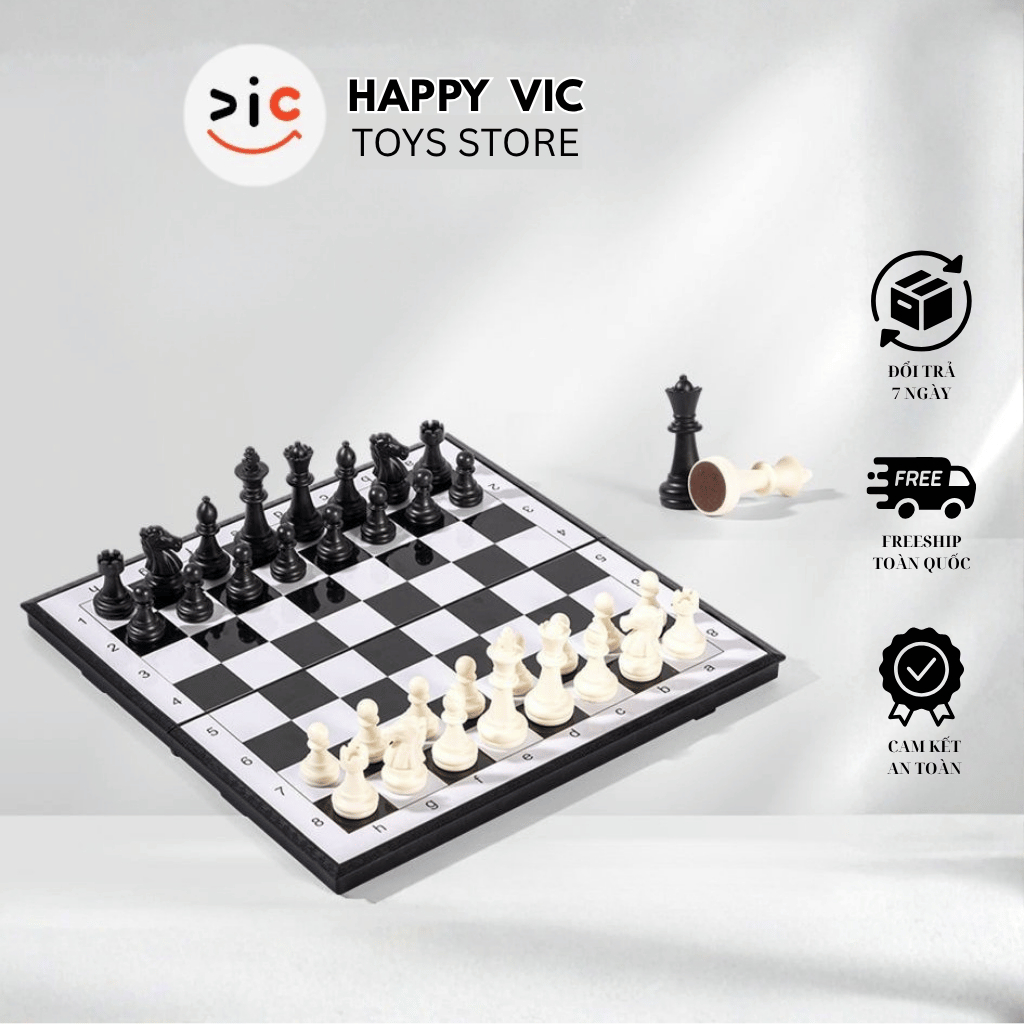 Bàn cờ nam châm mini - bộ cờ vu gập gọn siêu tiện lợi bám chắc chess tiêu chuẩn cờ quốc tế