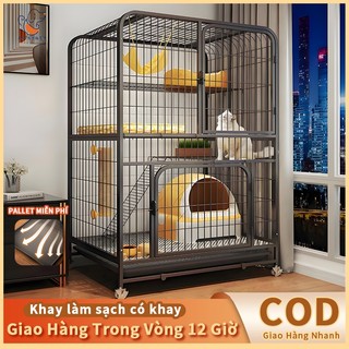  Chuồng Mèo 2 3 4 Tầng Quá Khổ Nan Ống Chuồng Mèo Có Bánh Xe Tặng Kèm Khay Vệ Sinh Đủ Lồng Nuôi Mèo 