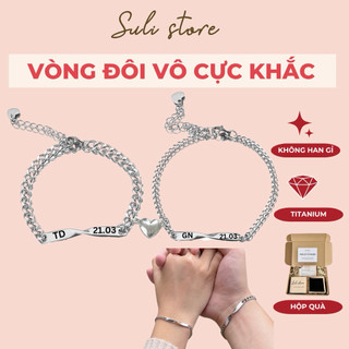  Vòng tay vô cực cặp đôi khắc tên theo yêu cầu Suli store Titan Phụ Kiện vòng đeo tay mắt vòng  đôi infinity 