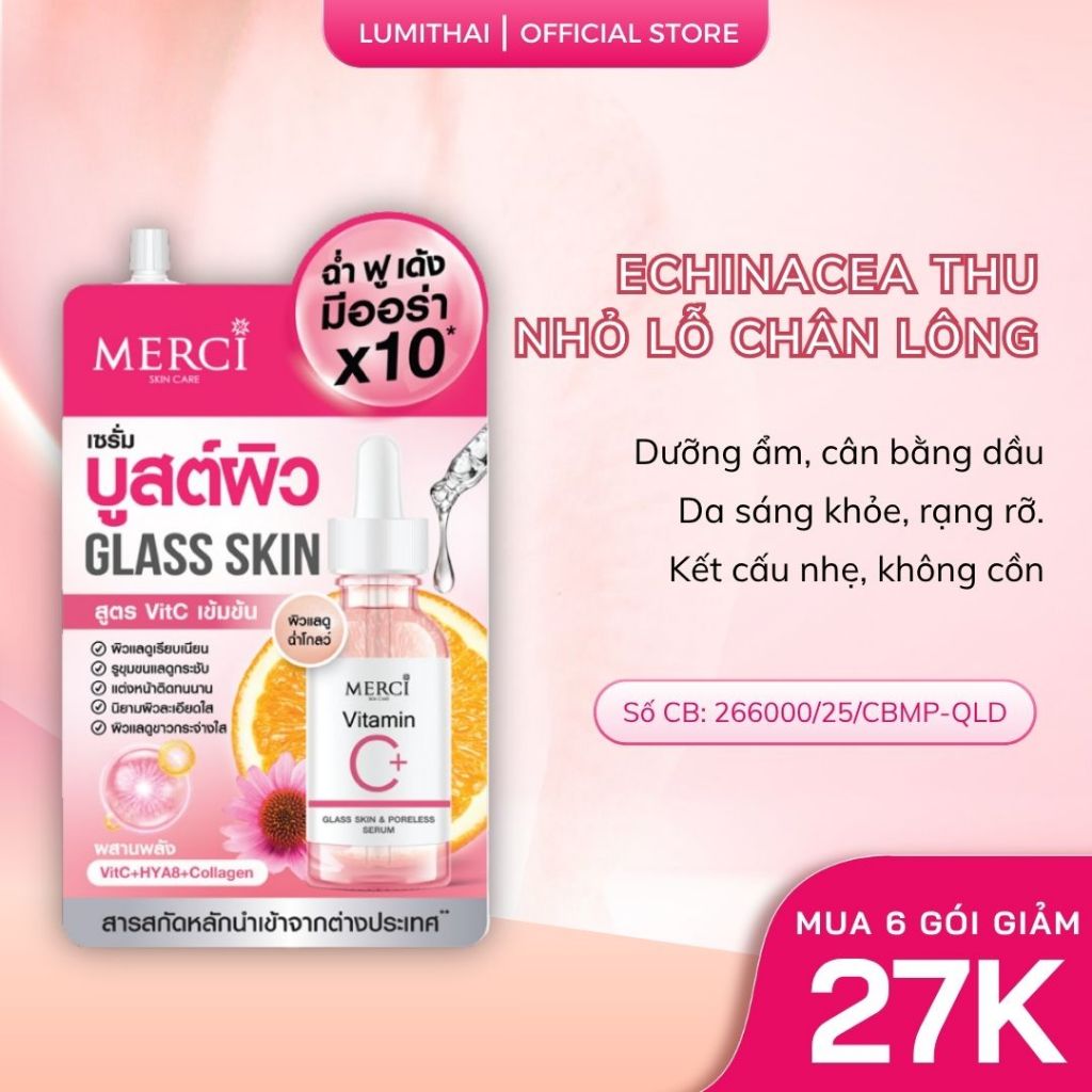 Tinh chất Merci Skincare Merci Vitamin C Glass Skin & Poreless Serum 5g