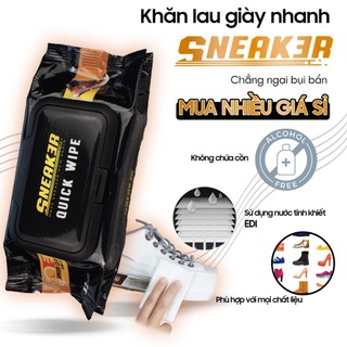 Khăn giấy ướt vệ sinh lau giày dép đa năng Sneak3r Quick Wipe gói 32 miếng, sạch giầy da, sneaker