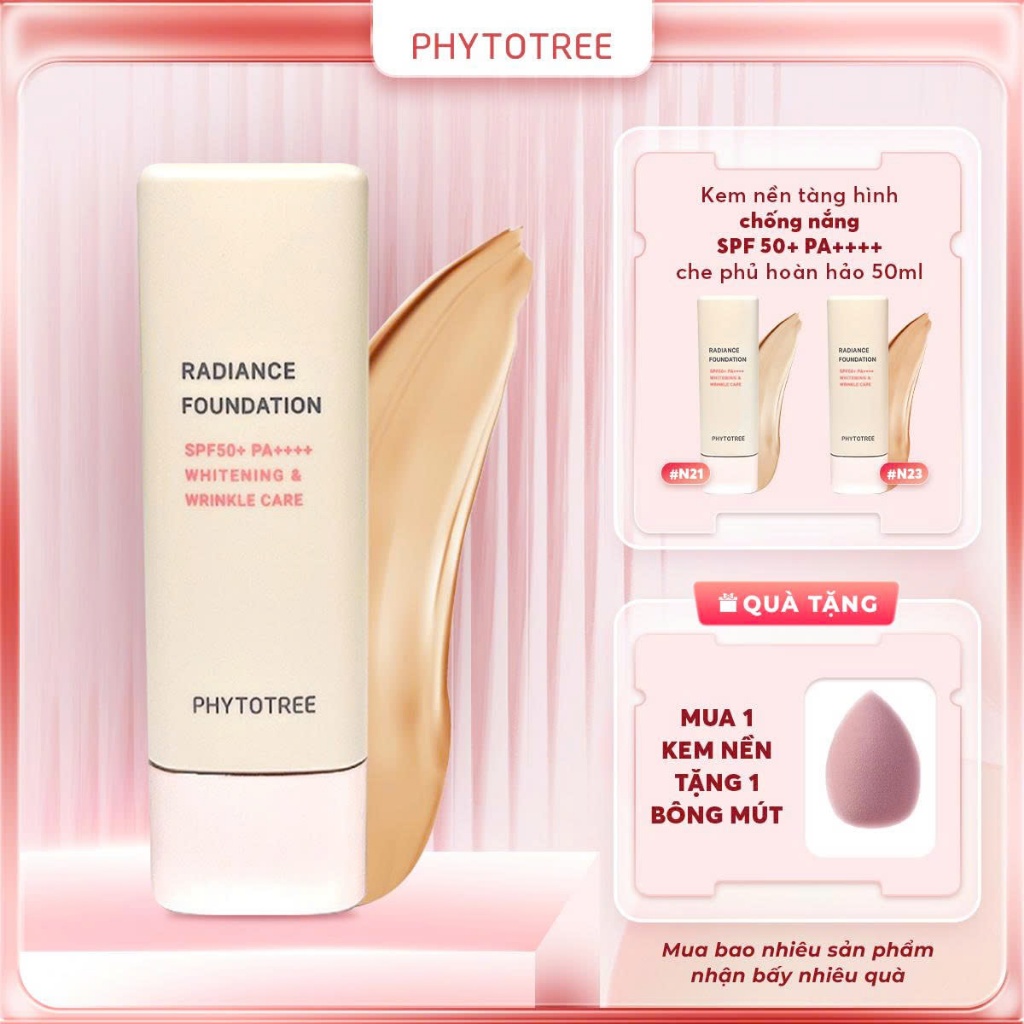 [Phytotree] Kem nền dạng tuýp RADIANCE FOUNDATION  tàng hình chống nắng SPF50+ PA++++ 50ml