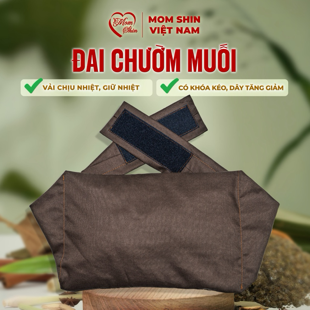Đai chườm bụng MOM SHIN, sử dụng cùng với muối chườm thảo dược, chất vải dày chịu nhiệt, dễ sử dụng