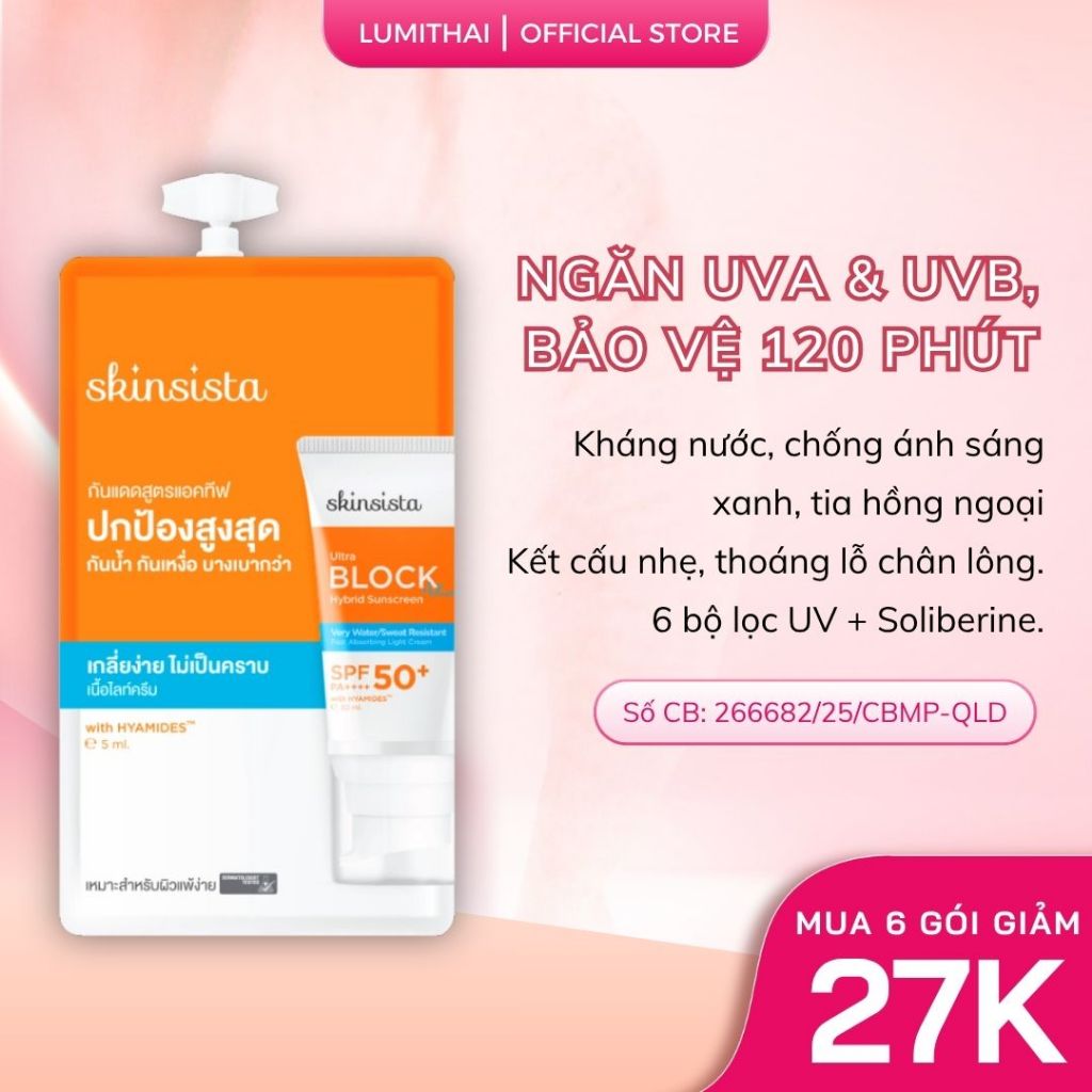 Kem chống nắng Skinsista Ultra Block Active Hybrid Sunscreen SPF50+ PA++++ 5g