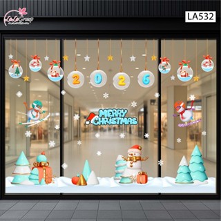  Decal Trang Trí Noel Dây Treo Thủy Tinh,Cây Thông Xanh Mint kích thước lớn màu sắc sinh động Lala 