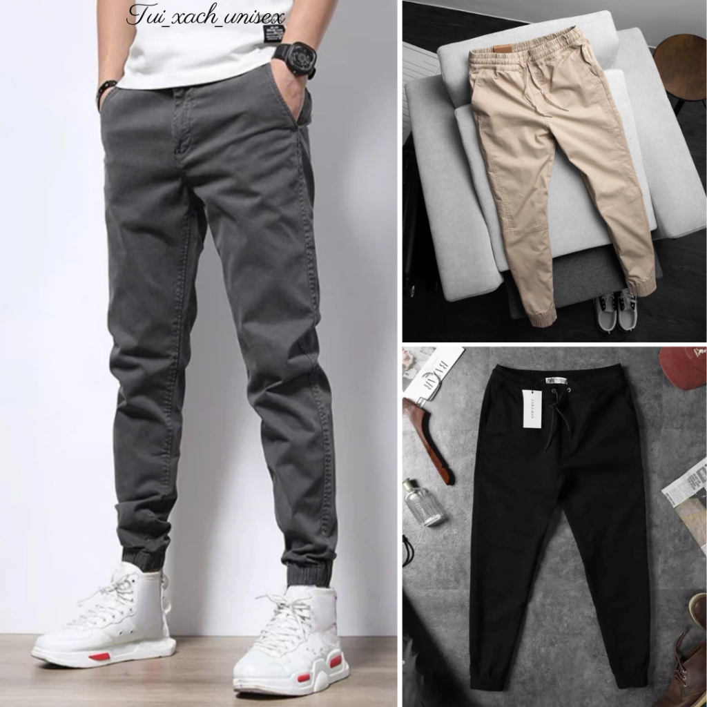Quần Jogger Nam Nữ Kaki Trơn Ống Bo Lưng Thun Trẻ Trung Phong Cách Đường Phố Thể Thao K1