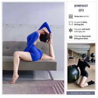  Bộ Đồ Jumpsuit Set Bộ Tập Gym Nữ An Nhiên Shop Áo Liền Quần Dài Tay Khoe Lưng Trần Phù Hợp Tập Yoga Pilate Gym - J1 