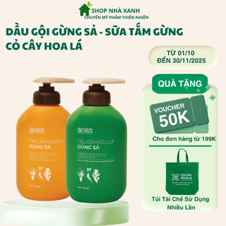  Combo Dầu Gội Xả Hữu Cơ Gừng Sả- Ngừa Bết Kích Mọc Tóc -Cỏ Cây Hoa Lá- 500gr 