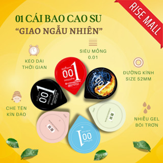 [QUÀ TẶNG] Bao cao su Juncai siêu mỏng 001, bcs gân gai khoái cảm, bôi trơn kéo dài thời gian, size 52mm