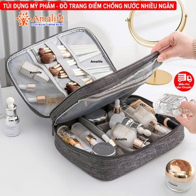 Túi Đựng Đồ Mỹ Phẩm Chống Nước Nhiều Ngăn, Túi Để Phụ Kiện Trang Điểm Cá Nhân Du Lịch Công Tác Có Tay Xách Hãng Amalife