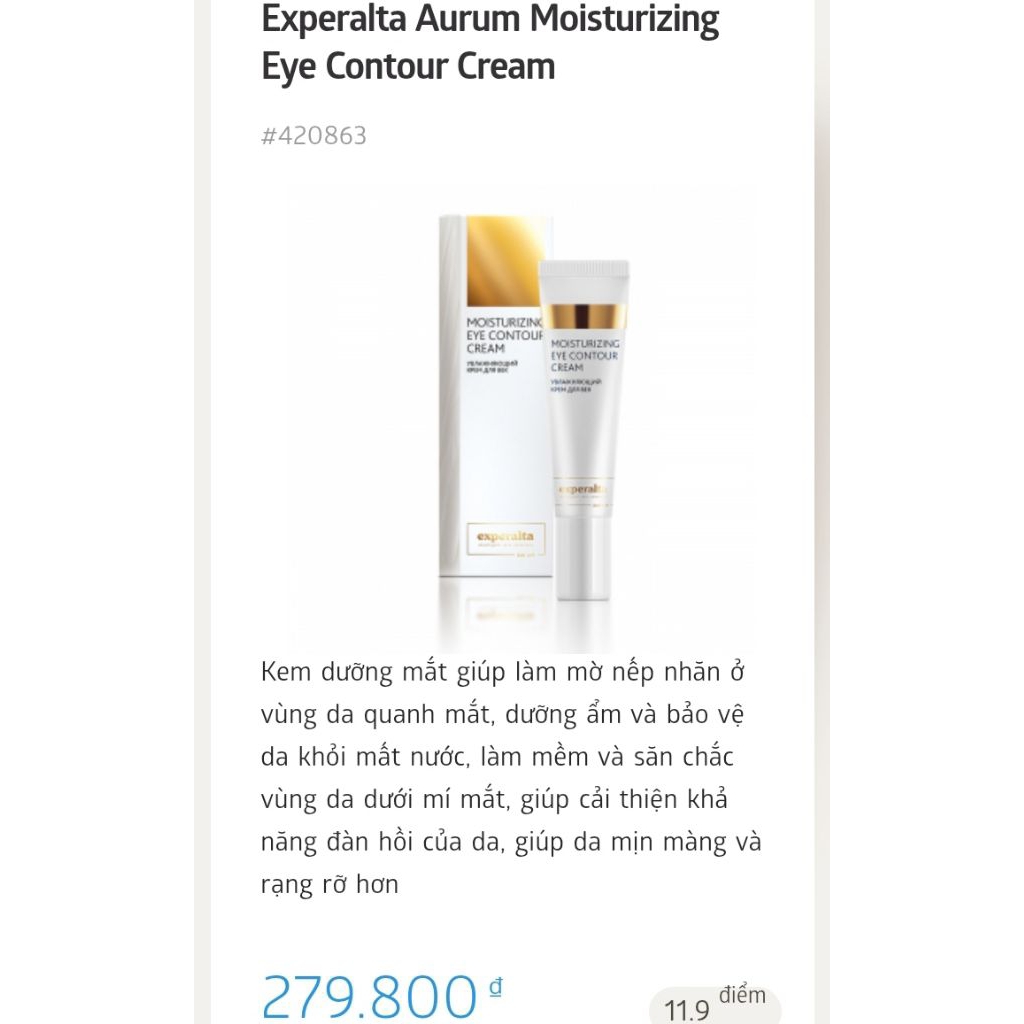 Experalta Aurum Moisturizing Eye Contour Cream
