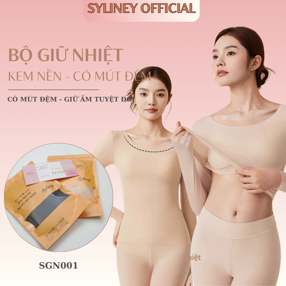Bộ Giữ Nhiệt Kem Nền Có Mút Đệm SYLINEY, Công Nghệ Giữ Ấm Mới, Mỏng Nhẹ, Không Tích Điện