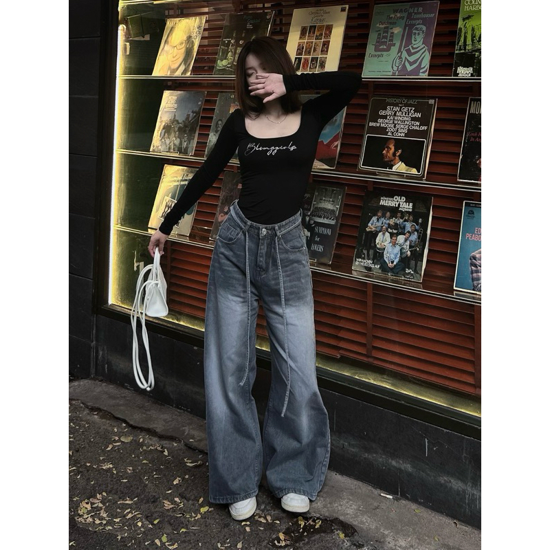 LIGHT SMOKE LOOSE PLEAT - Quần jeans dây thừng 1340 | BigBuy360 - bigbuy360.vn