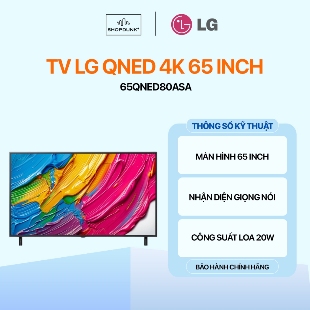 Smart QNED Tivi LG 4K 65 Inch 65QNED80ASA Chính Hãng