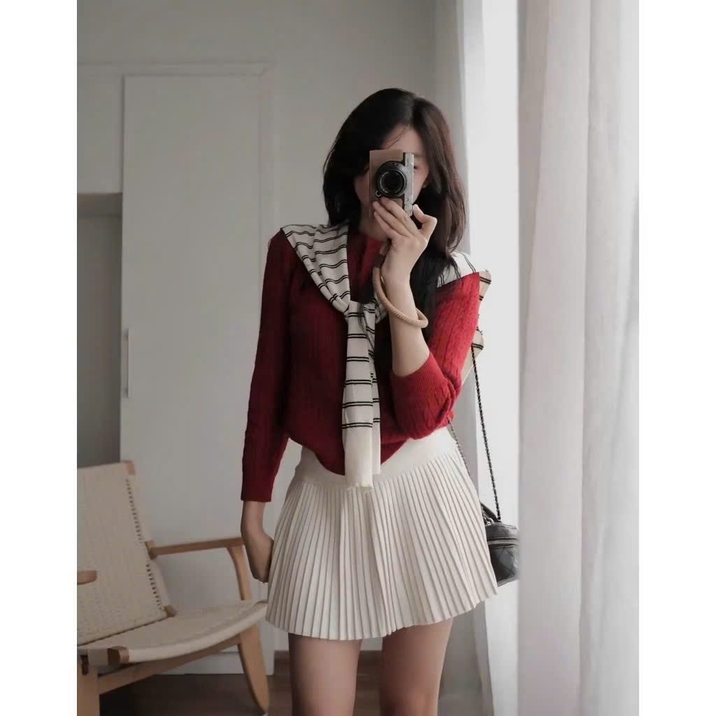 Chân váy dạ xếp ly có lớp lót bên trong - 29feb.closet - CV73 | BigBuy360 - bigbuy360.vn