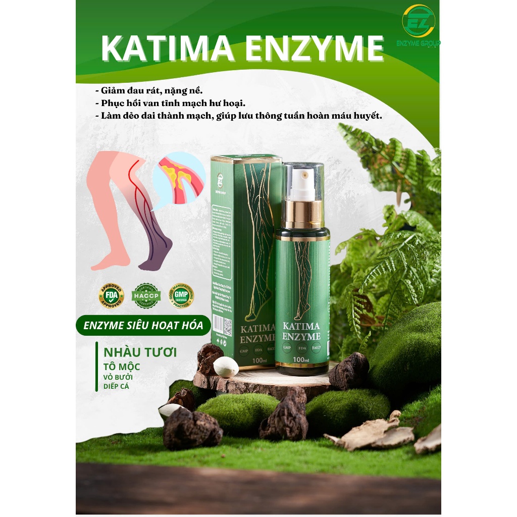 Xịt giãn tĩnh mạch Katima Enzyme – giúp giảm suy giãn tĩnh mạch nhanh chóng - hộp 100ml