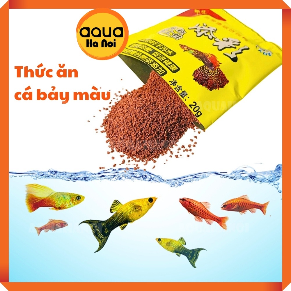 Thức ăn cho cá 7 màu gói vàng 20g - Thức ăn cho cá cảnh các loại giúp cá mau lớn, lên màu, khoẻ mạnh