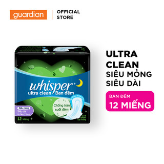  Băng Vệ Sinh Whisper Siêu Thấm Hút Ban Đêm Siêu Mỏng Cánh Mặt Lưới 31cm 12 Miếng | Guardian Việt Nam 