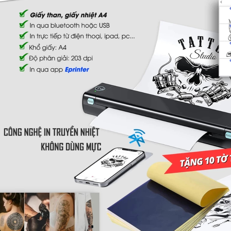 Máy In Hình Xăm AIMO M08F Chính Hãng – Kết Nối Bluetooth – Scan Ảnh Khổ Lớn – Giao Nhanh Vũng Tàu