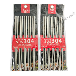  Combo 10  đôi đũa Inox 304 cao cấp có khía chống trượt chống gỉ sét an toàn cho sức khỏe 
