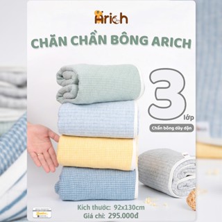 Chăn chần bông Arich, chăn 3 lớp mùa hè, cao cấp mềm mịn, dày dặn, an toàn cho Bé (0 đến 6 tuổi) -KT 93x130cm