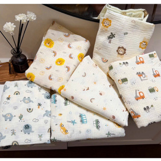 vải xô muslin 2 lớp cao cấp hàng cây chính phẩm loại 1 hoạ tiết đáng yêu cho bé