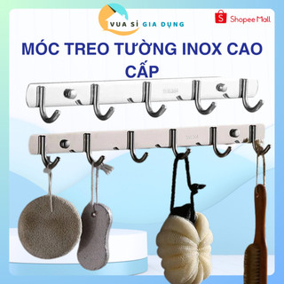  Móc tường treo quần áo tặng keo dán và ốc vít  bằng inox từ 6 đến 10 mấu móc treo tường inox cao cấp không gỉ 