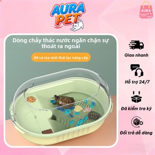 Bể vuông nuôi rùa,baba. Chậu nuôi rùa có đảo nhỏ, có chỗ leo, hộp nhựa nuôi rùa con