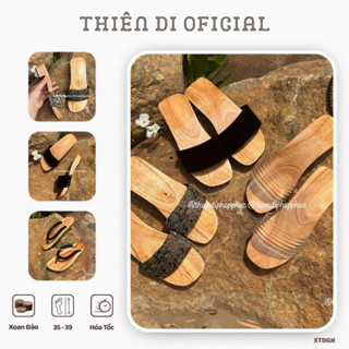  Guốc gỗ mộc nữ Thiên Di cao 3 phân kiểu truyền thống mang cùng áo dài đồ lam phong cách Nhật Bản 