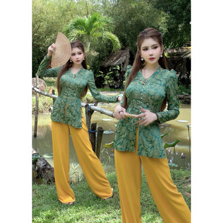 Set Bà Ba GẤM cổ tim tay nhún (form ôm)