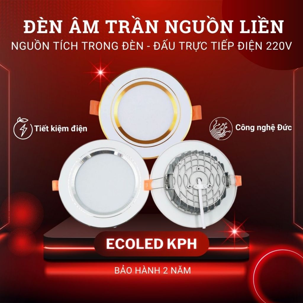 Đèn Led Âm Trần Đế Đúc (Nguồn Liền) 7W 9W Phi 90 | Đèn Âm Trần Downlight | Ánh Sáng 3 Màu | BH 2 Năm