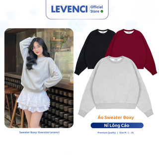Áo sweater Boxy nữ nam Nỉ Lông Cáo Levenci mềm mại | Mẫu trơn