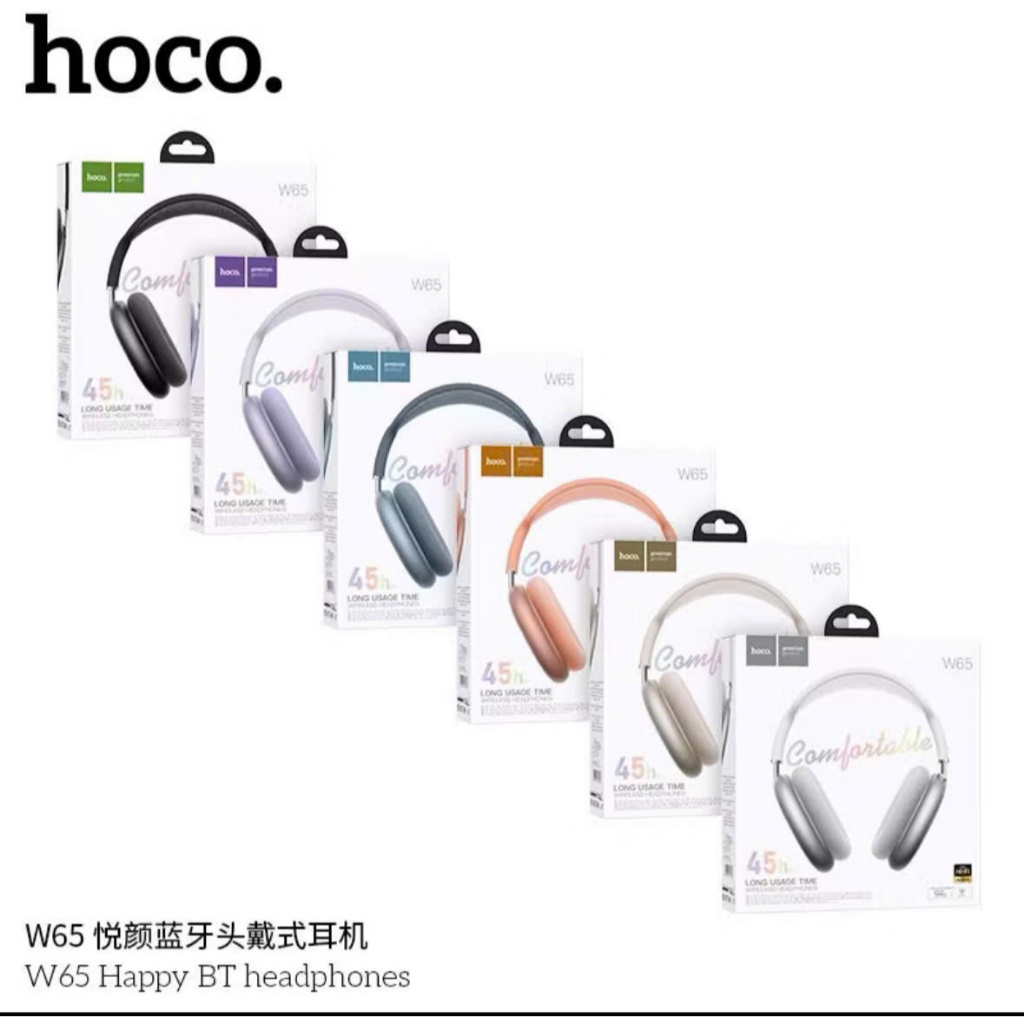Tai nghe Chụp Tai Không Dây Có Micro Hoco W65 Base Bluetooth V5.4,Pin Tích Hợp Micro, Hỗ Trợ Khe Cắm
