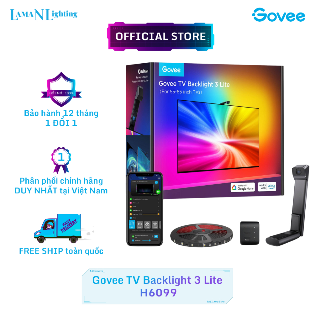 Đèn LED mở rộng màn hình TV Govee T3 Lite H6097 H6098 H6099 | cho TV từ 40-85 inch