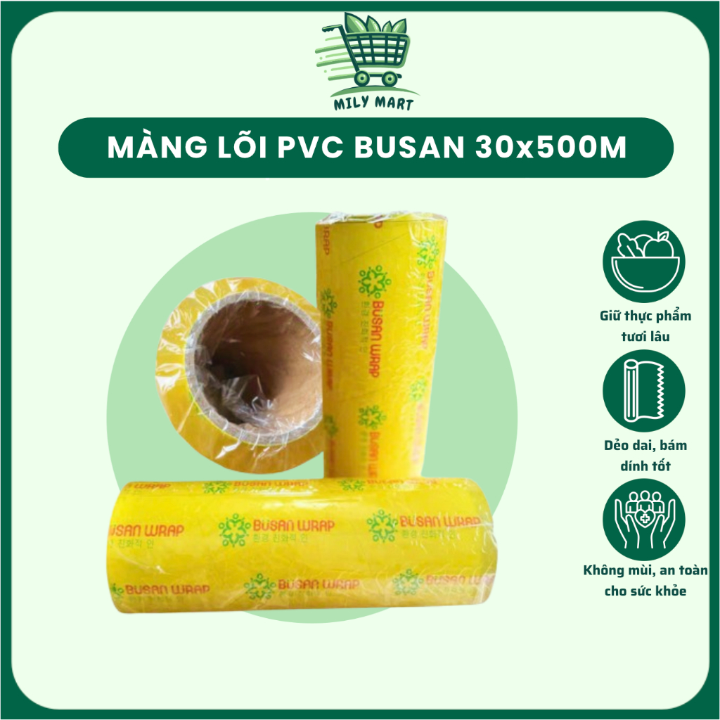 Màng Lõi Bọc Thực Phẩm BUSAN + HUDAKO  Cuộn Lớn Siêu Tiết Kiệm 300m - 500m An Toàn, Siêu Dai Siêu Dính