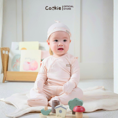 Bộ Sơ Sinh Bé Gái  COOKIE , Bộ Sơ Sinh Dài Tay Cài Lệch Cuồn Bèo Chất Tăm Lạnh Size Từ 0 Đến 9 Tháng 2025