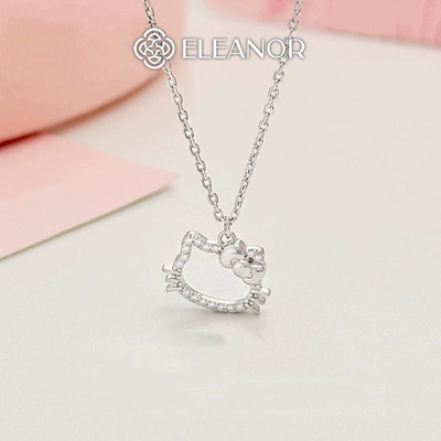 Dây chuyền bạc 925 nữ Eleanor Accessories thiết kế hình mèo phụ kiện trang sức vòng cổ 10737