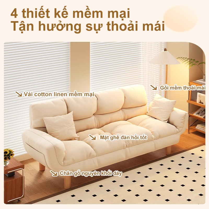 ALVIN Ghế sofa gấp mềm mại và thoải mái có gối chân gỗ chịu được 200KG | BigBuy360 - bigbuy360.vn