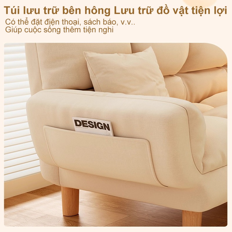 ALVIN Ghế sofa gấp mềm mại và thoải mái có gối chân gỗ chịu được 200KG | BigBuy360 - bigbuy360.vn