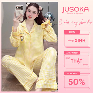   DEAL MỞ BÁN  Bộ Đồ Ngủ Nữ JUSOKA Pijama Chất Liệu Đũi Mây Siêu Mềm Mịn Cao Cấp Thoải Mái Cho Phụ Nữ DU19 