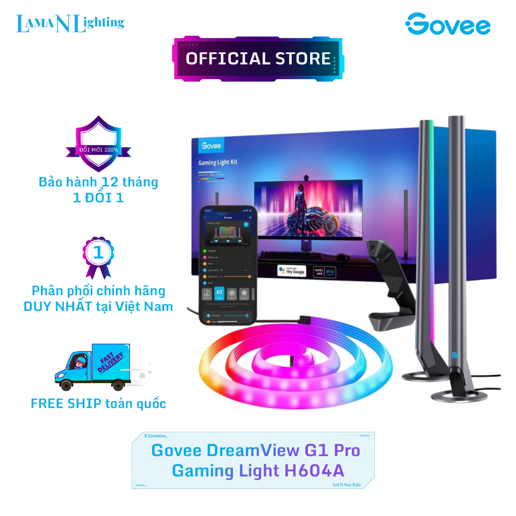Bộ đèn LED mở rộng màn hình PC 24-32" Govee G1 Pro H604A | Dây led màn Gaming G1 + Thanh đèn led