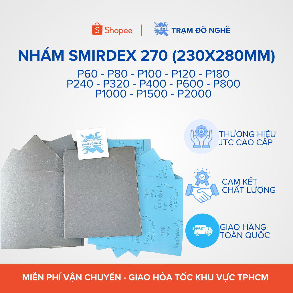 Set 10-50 tờ Giấy Nhám Nước Smirdex 270 (230x280mm)(P600-P800-P1000-P1500-P2000)