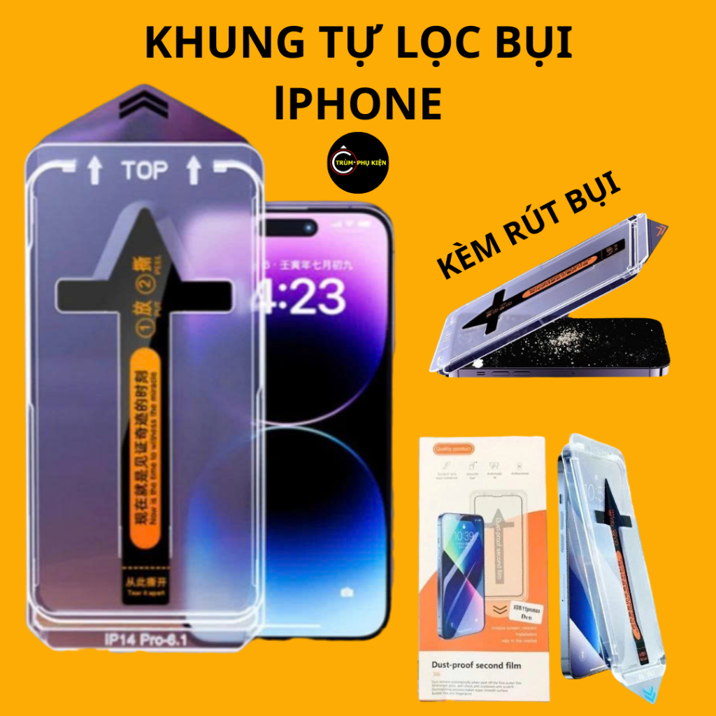 Kính Cường Lực Rút Bụi Khung Tự Dán Trong Suốt và Chống Nhìn Trộm ip x xs Xr xsmax 11 12/13/14 15 16 17 Pro Plus ProMax