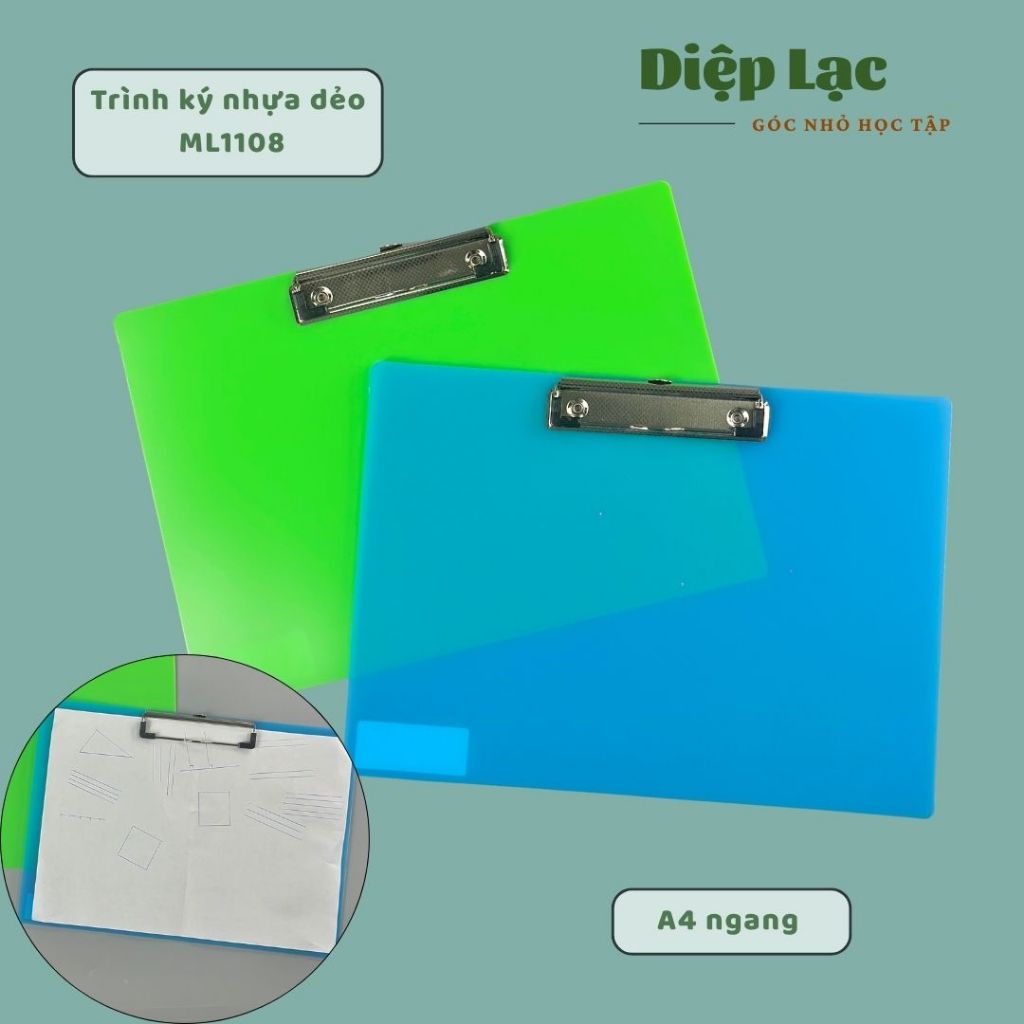 (3c) Trình ký A4 NGANG/ DỌC nhựa dẻo Mylac - Bìa trình ký kẹp tài liệu, bill - vpp Diệp Lạc