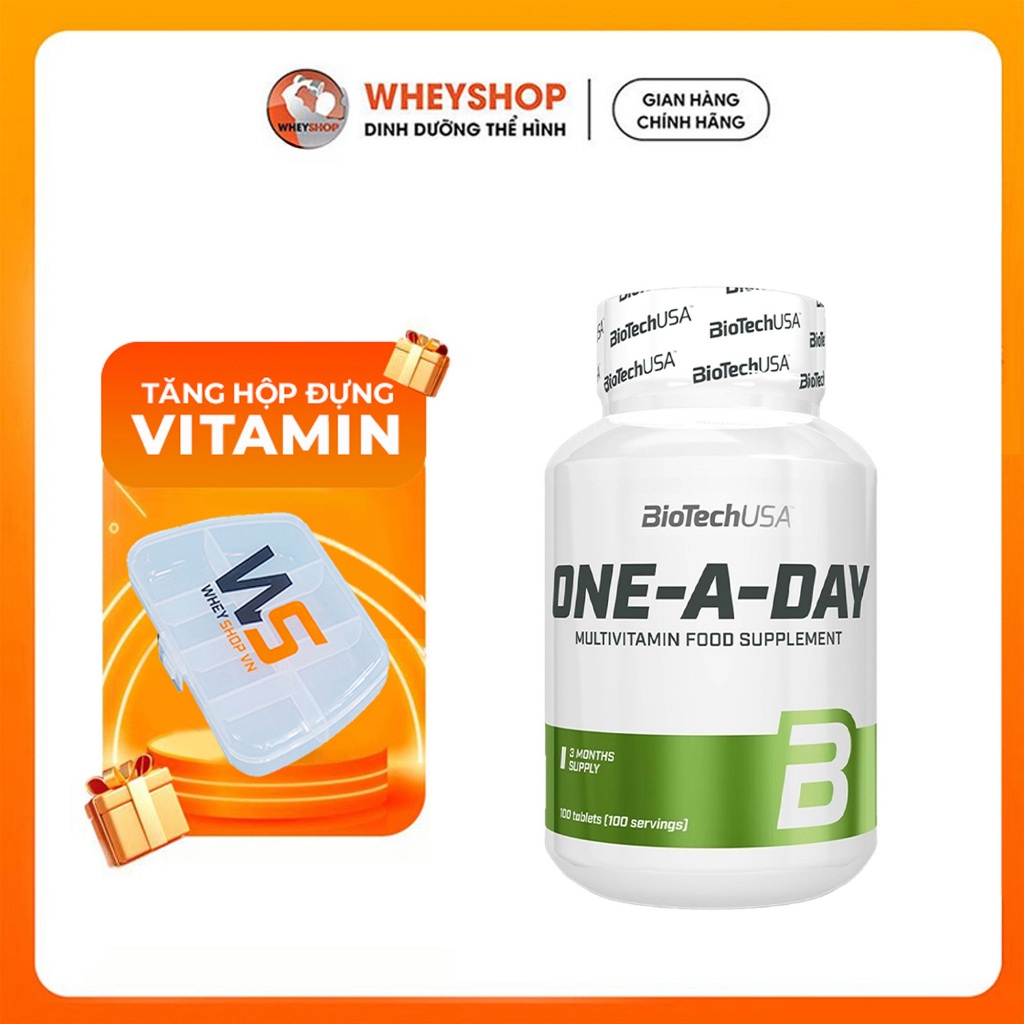 (TẶNG HỘP) Viên uống bổ sung vitamin tổng hợp BiotechUSA One A Day Multivitamin (100 viên) - WHEYSHO