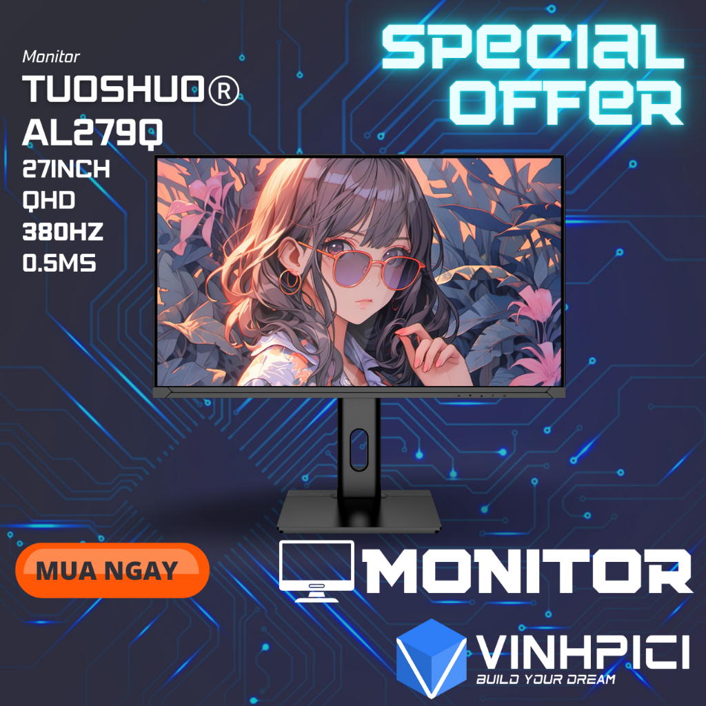 Màn hình TUOSHUO AL279Q (27inch/QHD/Ultra Fast-IPS/380Hz/0.5ms) chung panel PG27AQN