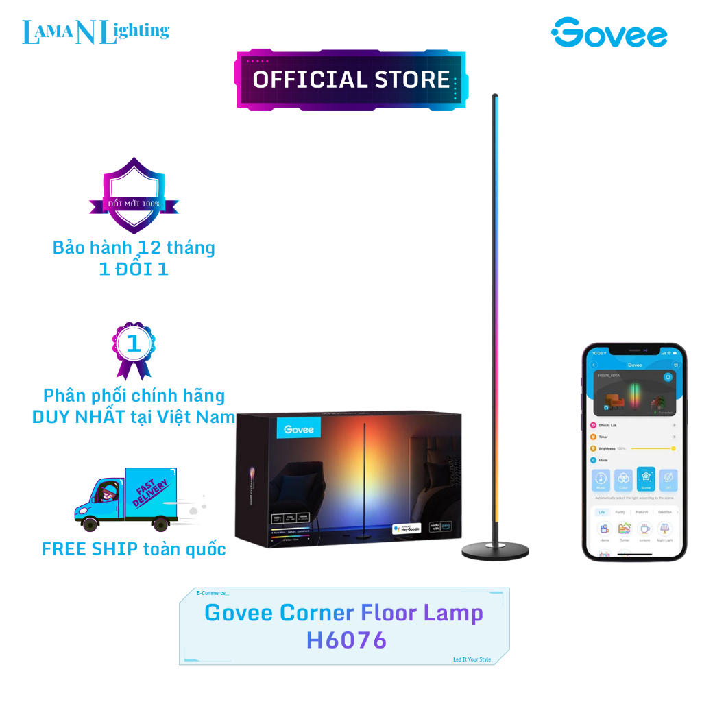 Đèn LED trang trí góc tường Govee H6076 | Thanh đèn Led thiết kế đơn giản và kết nối thông minh
