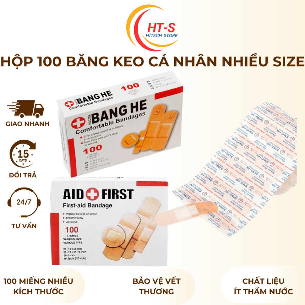 Combo 100 Băng Keo Cá Nhân Nhiều Size