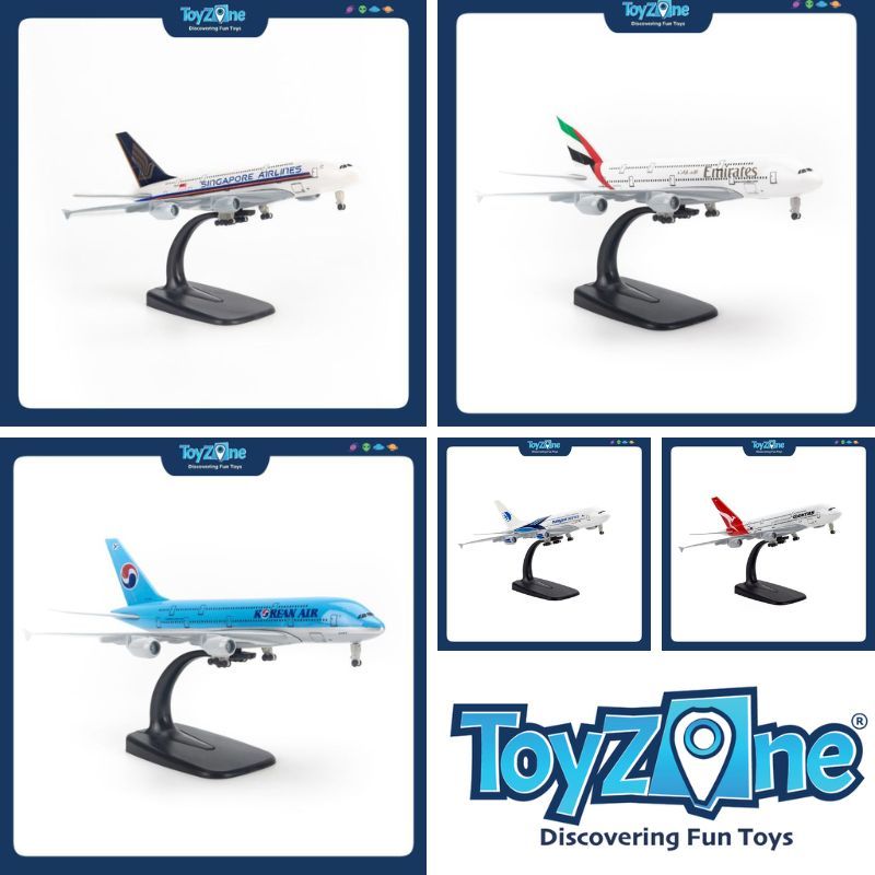 Mô Hình Máy Bay Airbus A380 Singapore, Emirates, Qantas, Malaysia, Korean 20cm Everfly