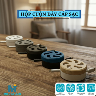  Hộp đựng dây cáp sạc đa năng thu gọn dây sạc tai nghe – Thiết kế cuộn tròn thông minh 